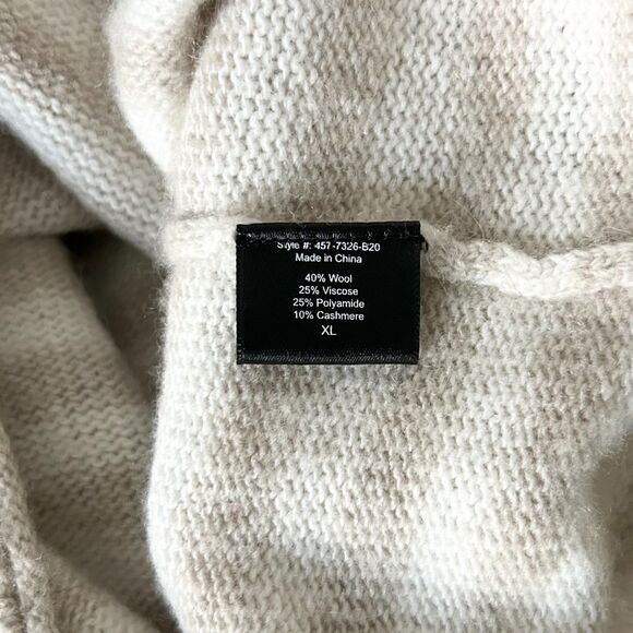 Jenni Kayne Everyday Wool Cashmere Blend Sweater in Stripe Ivory Oatmeal Size XL - Picture 5 of 5